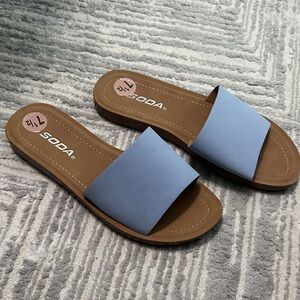 Soda Women's Light Blue Slide Sandals